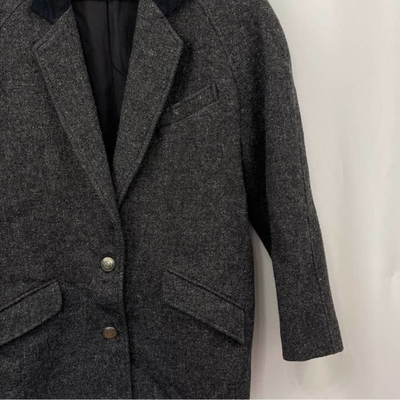 Adec by Phillipe Adec Sz M Black Gray 100% Wool Drop Shoulder Tweed Blazer #4083 - Picture 7 of 9